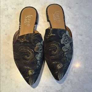 Franco Sarto Black and Gold Women's Mules